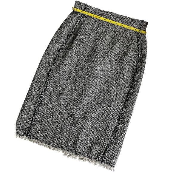 REBECCA TAYLOR SKIRT A LINE PENCIL GRAY/BLACK SZ 0 TRIM HEM FRINGE AESTHETIC - Picture 7 of 13